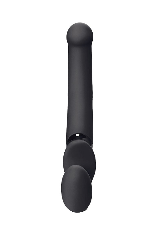 Черный безремневой вибрострапон Silicone Bendable Strap-On - size M от Intimcat