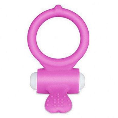 Розовое виброкольцо для пениса Power Heart Clit Cockring