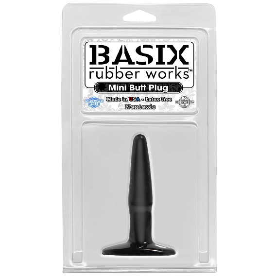 Маленькая чёрная анальная пробка Basix Rubber Works Mini Butt Plug - 10,8 см. - поливинилхлорид (ПВХ, PVC)