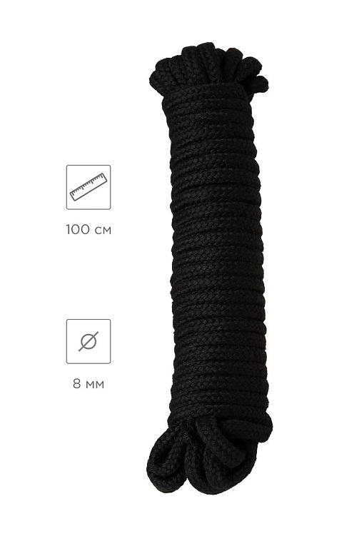 Черная текстильная веревка для бондажа - 1 м. - фото 10