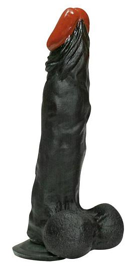 Чернокожий вибромассажёр на присоске ReactionDong - 22 см.