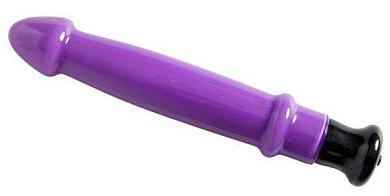 Фиолетовый вибромассажер из стекла с закругленной головкой - 20 см.