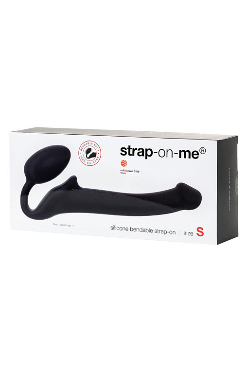Черный безремневой страпон Silicone Bendable Strap-On - size S - фото 6