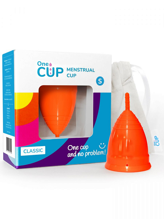 Оранжевая менструальная чаша OneCUP Classic - размер S - силикон