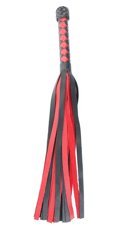 Черно-красная плеть с плетеной ромбовидной ручкой - 60 см. от Intimcat