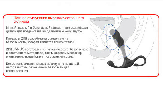 Средний черный массажер простаты ZINI JANUS LAMP - фото 5
