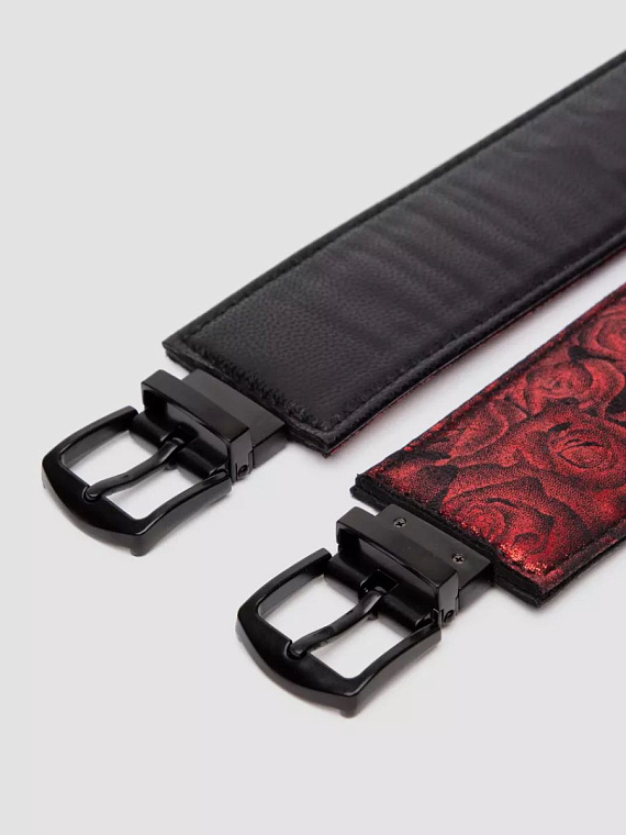 Красно-черные наручники Reversible Faux Leather Wrist Cuffs от Intimcat