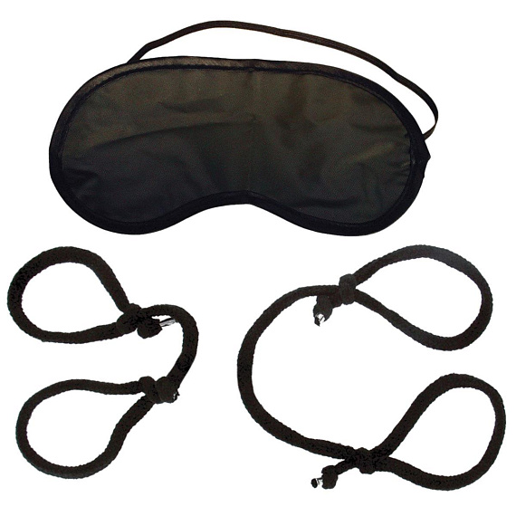 Набор для БДСМ-игр: наручники, оковы на ноги и маска - 100% полиэстер