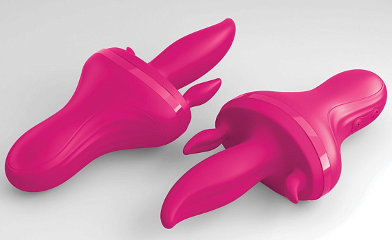 Розовый вибромассажер с 3 подвижными язычками Holey Trinity - 19 см. - силикон