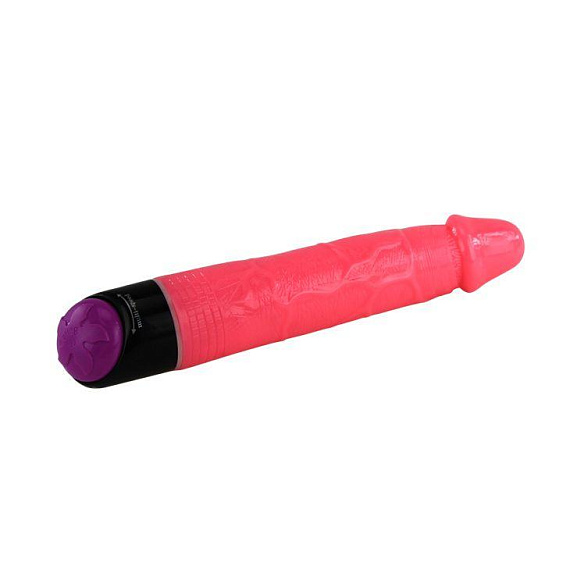 Тёмно-розовый вибратор-реалистик - 23,8 см. - Термопластичная резина (TPR)