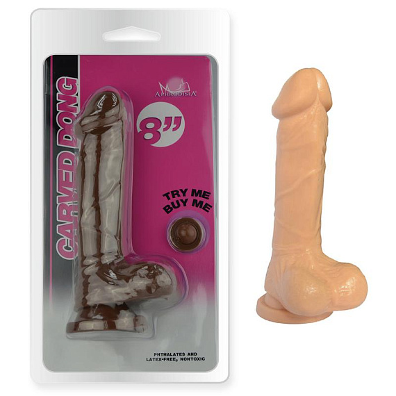 Телесный фаллоимитатор 8 Inch Carved DIldo - 22 см. - термопластичный эластомер (TPE)