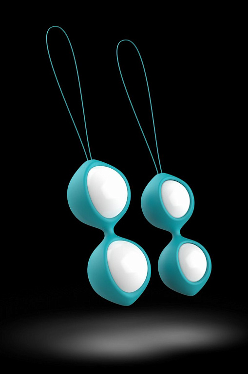 Бело-голубые вагинальные шарики Bfit Classic - анодированный пластик, силикон
