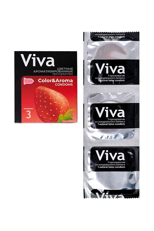 Цветные презервативы VIVA Color Aroma с ароматом клубники - 3 шт. - фото 7