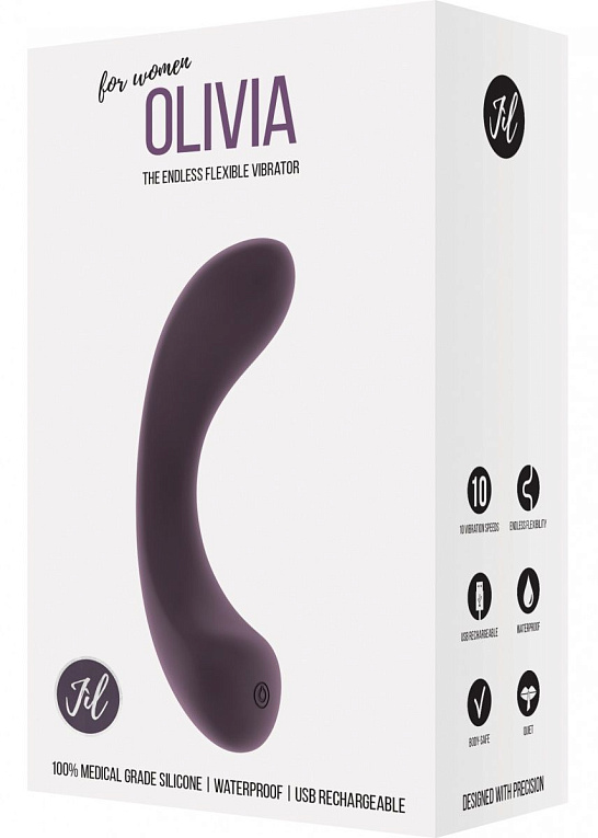 Фиолетовый гнущийся вибратор Olivia - 15,6 см. - силикон