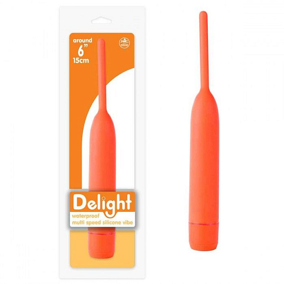 Оранжевый вибромассажер из силикона Delight - 18,5 см. - силикон