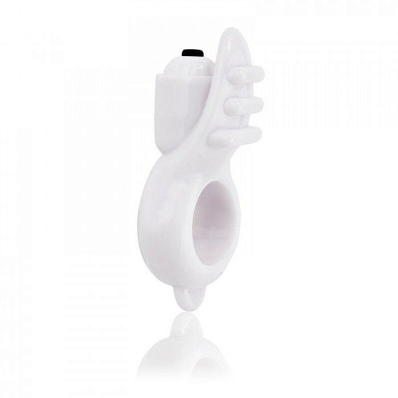 Белое кольцо на пенис с клиторальным стимулятором ORBIT - силикон