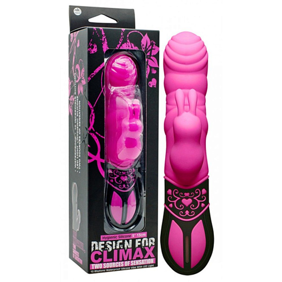 Розовый вибратор Design for Climax с клиторальным кроликом - 17,5 см. NMC