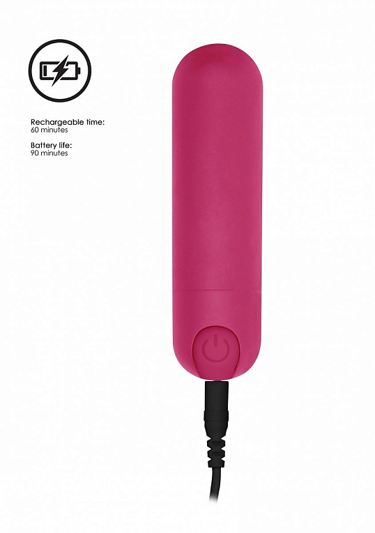 Розовая перезаряжаемая вибропуля 7 Speed Rechargeable Bullet - 7,7 см. - анодированный пластик (ABS)