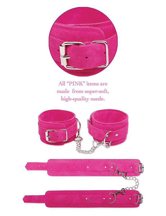 Розовые замшевые наручники Pink Wrist Cuffs Pipedream
