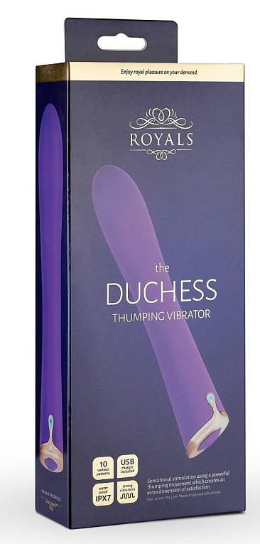 Фиолетовый вибратор The Duchess Thumping Vibrator - 20 см. - силикон