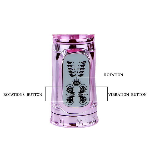 Розовый перезаряжаемый вибромассажер с ротацией, поступательными движениями и стимуляцией клитора - 29,5 см. - фото 5