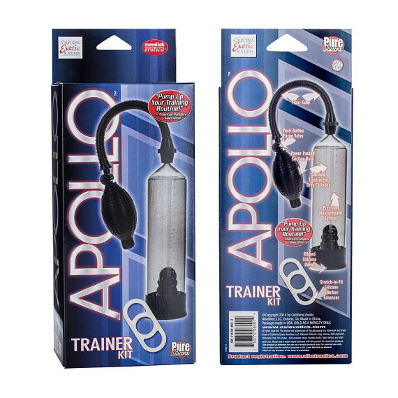 Вакуумная помпа Apollo Trainer Kit в комплекте с силиконовым эрекционным кольцом - акрил