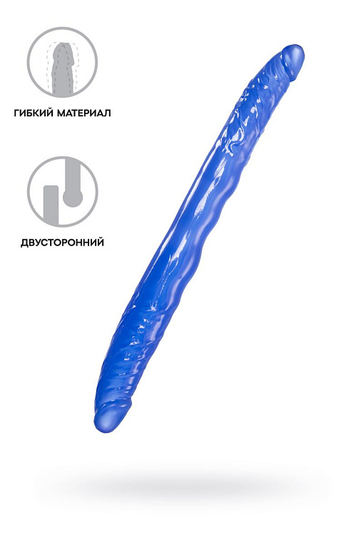 Синий двусторонний фаллоимитатор - 28,5 см. - термопластичный эластомер (TPE)