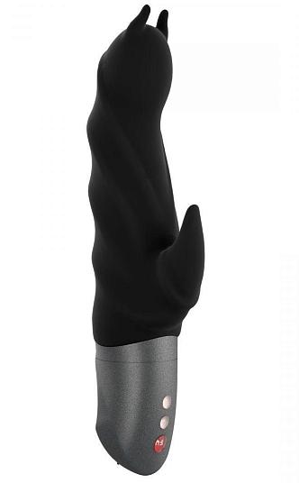 Чёрный вибратор Darling Devil с клиторальным отростком - 20,5 см.