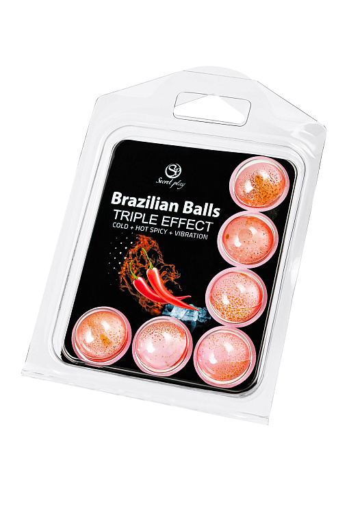 Набор из 6 шариков с массажным маслом Brazilian Balls с тройным эффектом - 