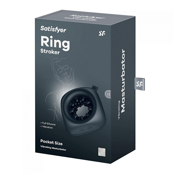 Черный мужской вибромассажер Ring Stroker - силикон