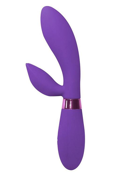 Фиолетовый вибратор Leyla с клиторальным отростком - 20,5 см. - силикон
