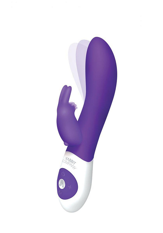 Фиолетовый вибромассажёр The Come Hither Rabbit с клиторальным отростком - 22 см. - силикон