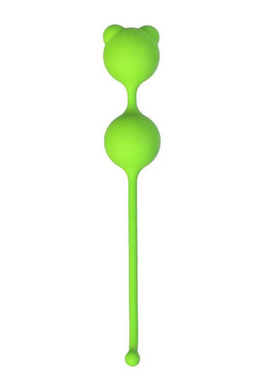 Зеленые вагинальные шарики A-Toys с ушками - силикон