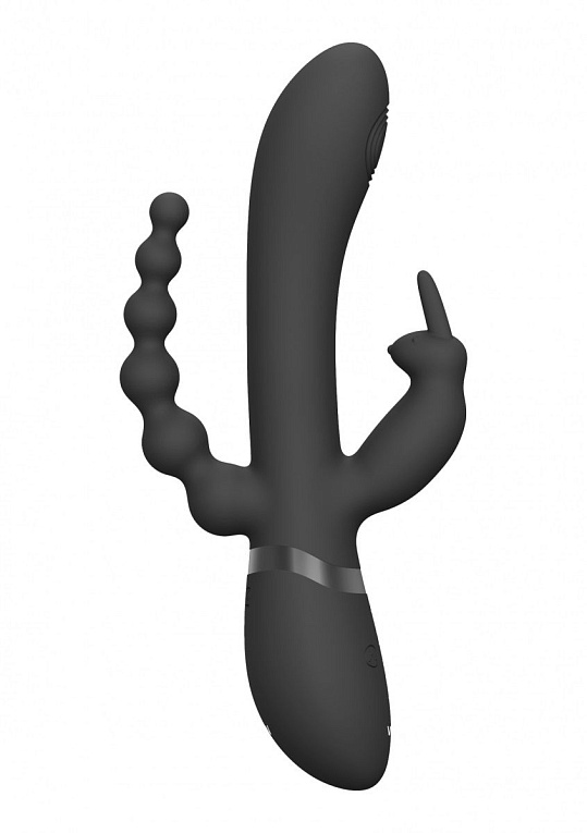 Черный анально-вагинальный вибромассажер Rini - 22,3 см. от Intimcat