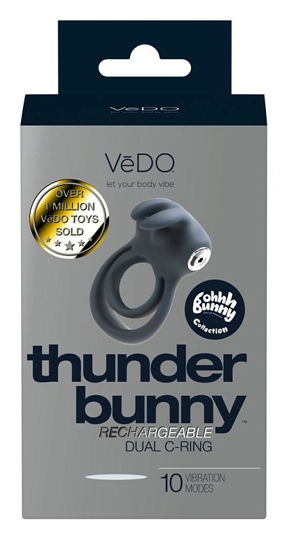 Черное эрекционное кольцо VeDO Thunder Bunny VeDO