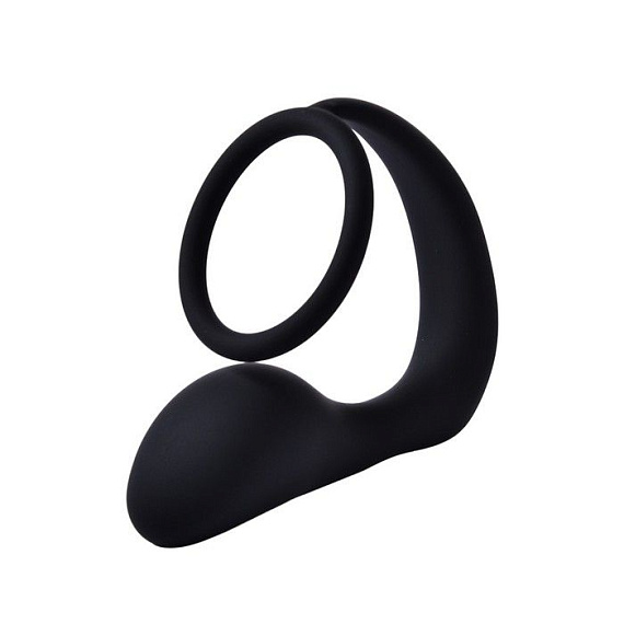 Черное эрекционное кольцо с анальной пробкой «Оки-Чпоки» от Intimcat