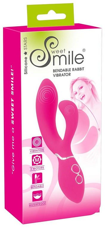 Ярко-розовый вибратор-кролик Bendable Rabbit Vibrator - 19,8 см. - фото 10