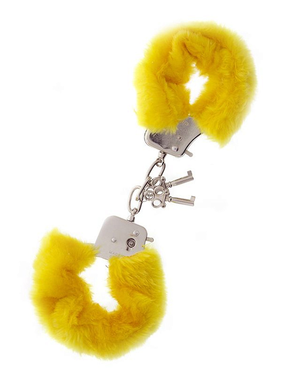 Желтые меховые наручники METAL HANDCUFF WITH PLUSH YELLOW