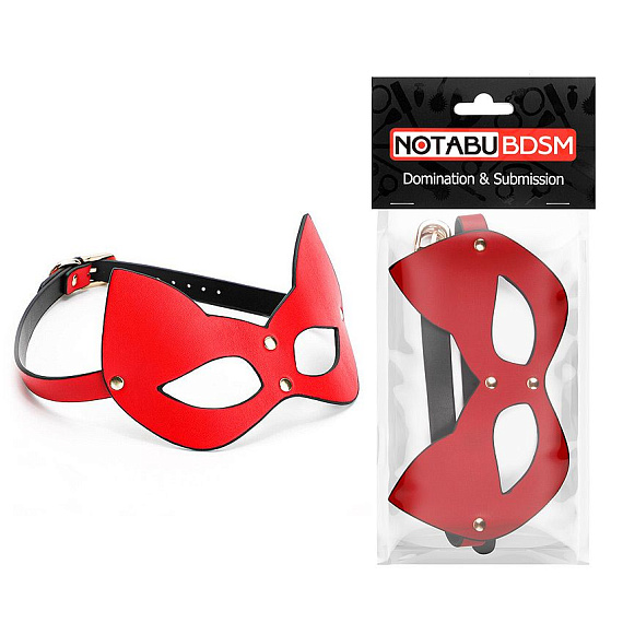 Красно-черная игровая маска с ушками от Intimcat