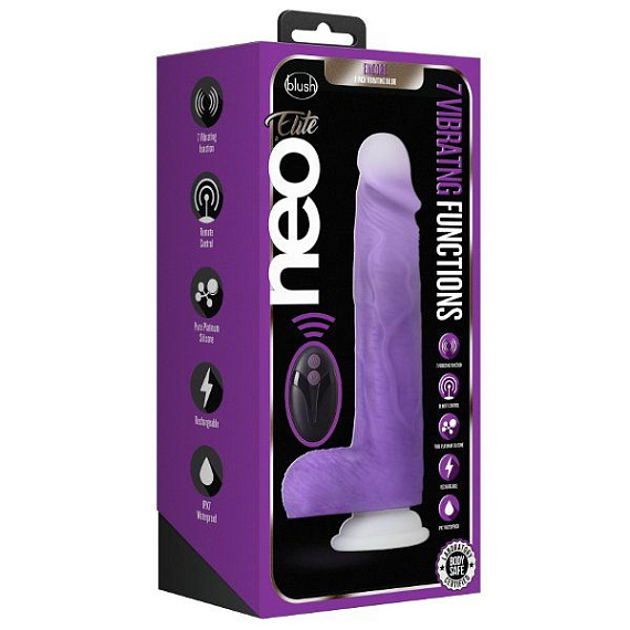 Фиолетовый вибратор-реалистик Encore 8 Inch Vibrating Dildo - 21,6 см. - силикон