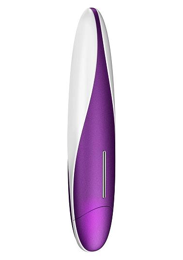 Гладкий фиолетово-белый вибратор F11 - 18 см.
