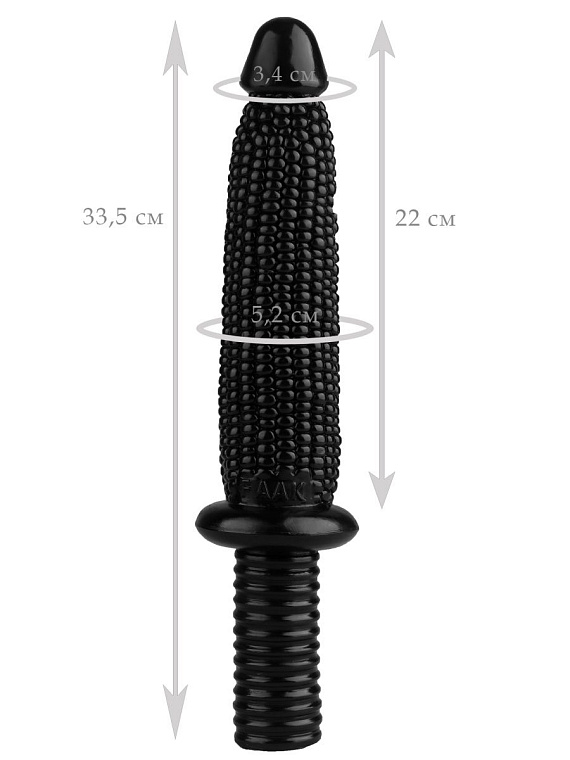 Черный анальный реалистичный стимулятор  Кукуруза  - 33,5 см. - эластомер (полиэтилен гель)