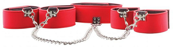 Чёрно-красный двусторонний комплект для бандажа Reversible Collar / Wrist / Ankle Cuffs - 