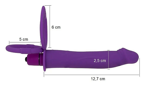 Фиолетовая вибронасадка для двойного проникновения с 2 эрекционными кольцами - 12,7 см. от Intimcat