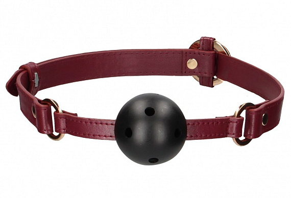 Кляп-шар на бордовых ремешках Breathable Ball Gag - полиуретан