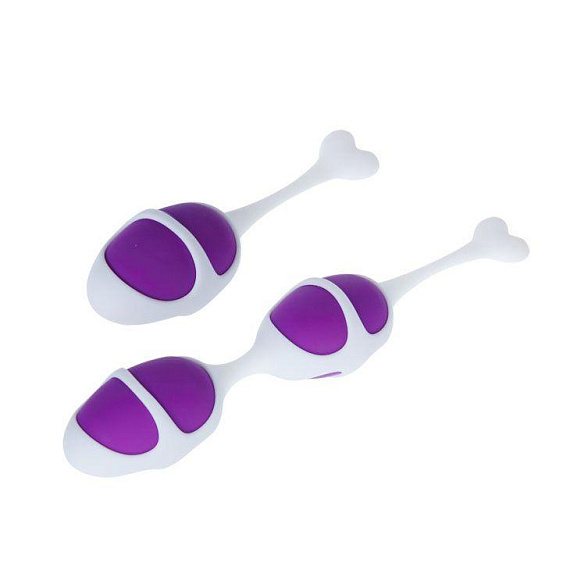 Фиолетовые вагинальные шарики из силикона: 2+1 - силикон