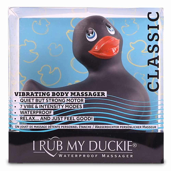 Черный вибратор-уточка I Rub My Duckie 2.0 - анодированный пластик (ABS)