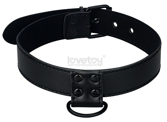 Черный ошейник Bondage Fetish Black Matt Collar With Leash с цепочкой-поводком - искусственная кожа