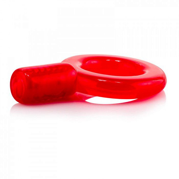 Красное упругое кольцо на пенис с вибрацией Go - силикон