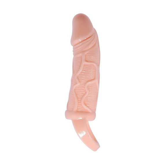 Телесная вибрирующая насадка на пенис с подхватом для мошонки Carson - 17 см. от Intimcat